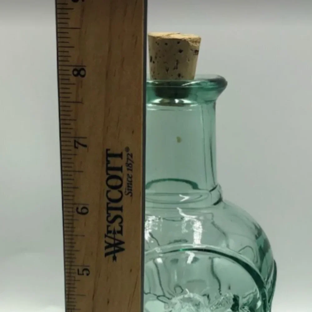 Libbey Glass Decanter Orchard Fruit Embossed Green